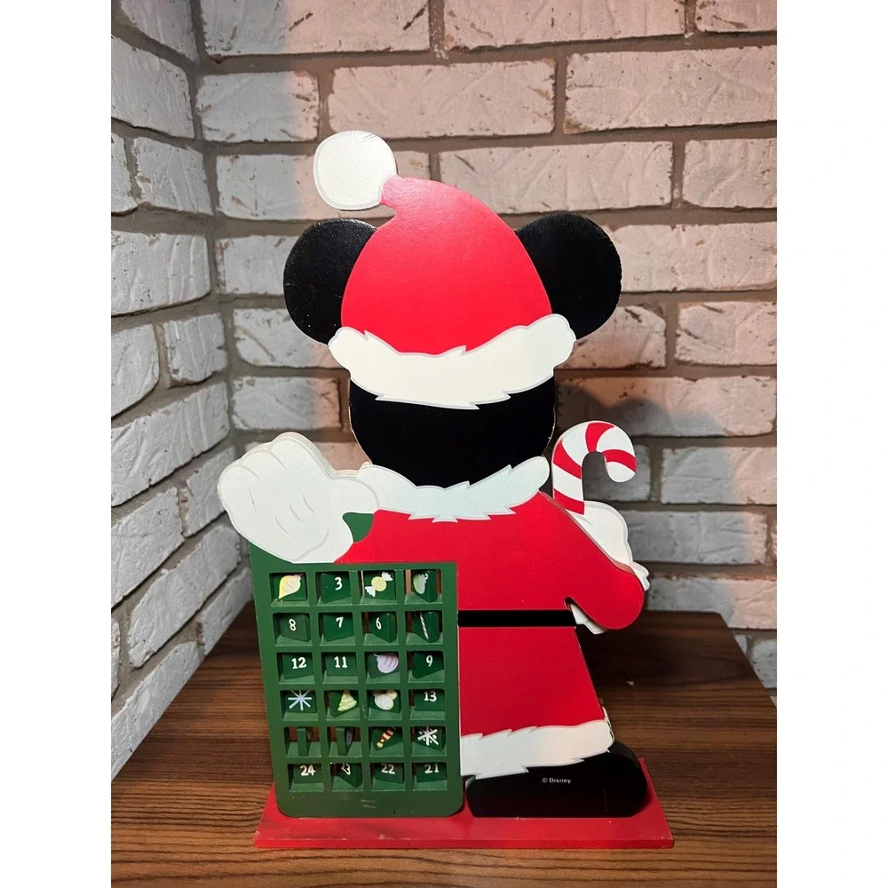 VTG Disney Mickey Mouse Christmas Advent Calendar Wooden Santa Countdown Holiday